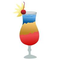 Colorful rainbow paradise cocktail drink. vector