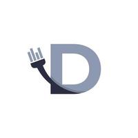 Letter D Brush and Paint with Minimalist Design Style vector