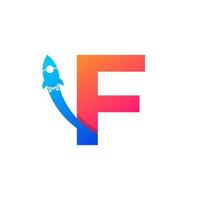 Initial Letter F with Rocket Logo Icon Symbol. Good for Company, Travel, Start up and Logistic Logos vector