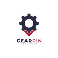 Gear Map Point Location Logo Template Design Vector