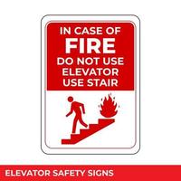 In Case of Fire Use Stairs Do Not Use Elevators Sign with Warning Message for Industrial Areas, Easy To Use And Print Design Templates vector