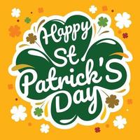 Green Clover St. Patrick Day Typography vector