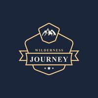 Vintage Retro Badge Wilderness Mountain Adventure Logo for Outdoor Camp Emblem Design Template vector