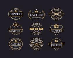 Set of Vintage Retro Badge for Photography Logo with Camera Logo Emblem Design Symbol vector