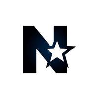 logotipo de la letra n estrella. utilizable para logotipos de ganador, premio y premium. vector