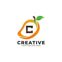 Letter C logo in fresh Mango Fruit with Modern Style. Brand Identity Logos Designs Vector Illustration Template