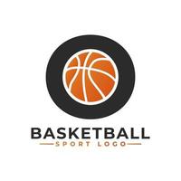 Letter O with Basket Ball Logo Design. Vector Design Template Elements for Sport Team or Corporate Identity.