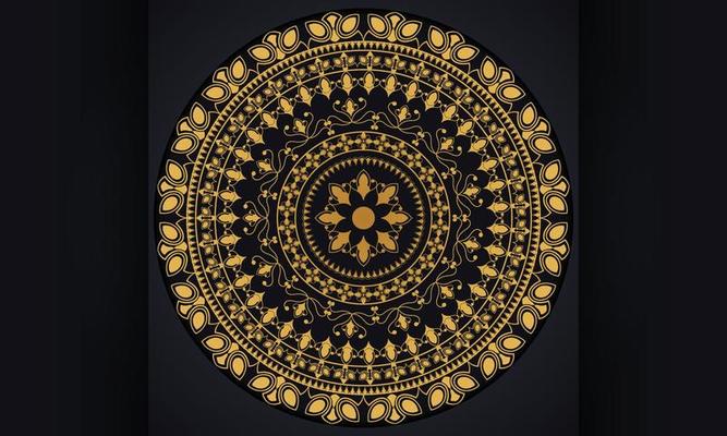 The luxury ornamental mandala design is in gold. The mandala pattern design.