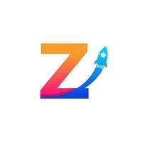 Initial Letter Z with Rocket Logo Icon Symbol. Good for Company, Travel, Start up and Logistic Logos vector