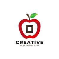 Letter O logo in fresh Apple Fruit with Modern Style. Brand Identity Logos Designs Vector Illustration Template