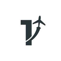 viaje número 1 con elemento de plantilla de diseño de logotipo de vuelo de avión vector