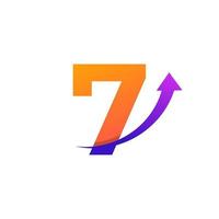 Number 7 Arrow Up Logo Symbol. Good for Company, Travel, Start up, Logistic and Graph Logos vector