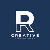 Creative Initial Letter R Logo Design. White Shape Circle Line Style. Usable for Business and Branding Logos. Flat Vector Logo Design Ideas Template Element.
