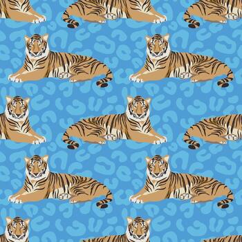 leopard and wildlife seamless pattern vector for fabric