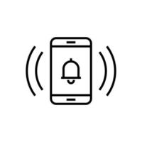 Vector illustration of ringing smartphone alert icon in outlined style. Suitable for design element of smartphone notification, ringing cellphone, and vibrating phone indicator.