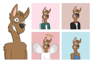 Crazy llama NFT Cartoon Character Kangaroo Traits vector
