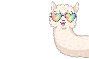 llama con gafas de arcoiris vector