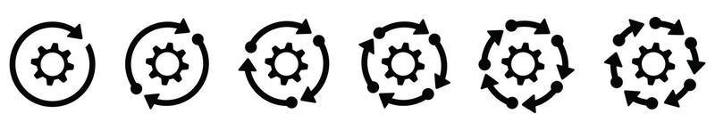 Gear wheel with arrow line icon set, Sync process icon set gear rotate vector illustration