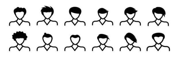 People avatar icon set men hair style,Vector flat  icon as male illustration design vector