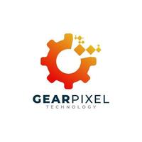 Technology Gear Icon. Gear Pixel Logo Design Template Element vector