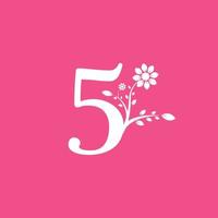 Number 5 Linked Fancy Logogram Flower. Usable for Business and Nature Logos. vector