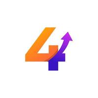 Number 4 Arrow Up Logo Symbol. Good for Company, Travel, Start up, Logistic and Graph Logos vector