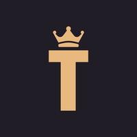 Luxury Vintage Initial Letter T Throne with Crown Classic Premium Label Logo Design Inspiration vector