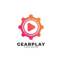 Auto Play Symbol. Play Symbol Combined with Gear Icon Logo Design Template Element vector
