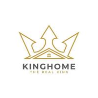 icono de la casa del rey. corona y casa para la inspiración del diseño del logotipo de la empresa de bienes raíces o préstamos hipotecarios vector
