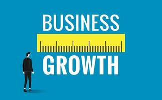Business growth measurement concept. Identify, measure and implement business strategy vector