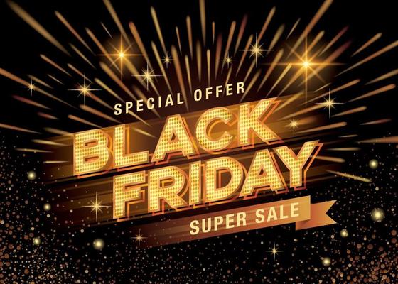 Modern Black Friday banner. Abstract Golden explosion, Gold bursting effect, Black Friday Sale template Vector.
