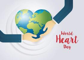 World heart day illustration concept. World Planet Earth With Heart Shape vector