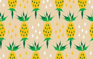 Ethnic yellow pineapple ikat art. Seamless pineapple pattern in tribal, folk embroidery, and Mexican style.Orange floral art ornament print.Design for carpet, wallpaper, clothing,wrapping,fabric,cover vector