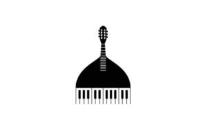 diseño de plantilla de logotipo de botón de guitarra y piano. ilustración de símbolo. vector