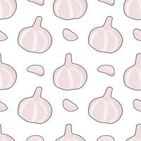 Seamless garlic. Seamless pattern. Garlic with white background. Hand drawn vector. Patterns for decoration. vector