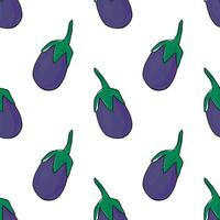 Seamless eggplant. Seamless pattern. Hand drawn vegetable vector. Illustration vector. Wrapping paper pattern. Seamless background with eggplant. vector
