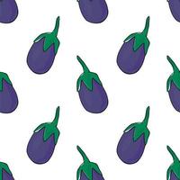 Seamless eggplant. Seamless pattern. Hand drawn vegetable vector. Illustration vector. Wrapping paper pattern. Seamless background with eggplant. vector