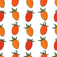 tomates sin costura. patrón sin costuras vector vegetal dibujado a mano. ilustración vectorial patrón de papel de regalo. fondo transparente con tomates.