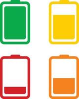 A Set of Green, Yellow, Orange and Red Battery Charging Level vector