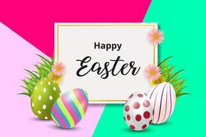 Happy Easter background with colorful eggs