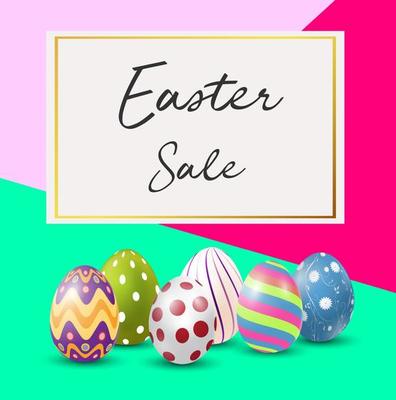 Easter sale banner template with colorful eggs