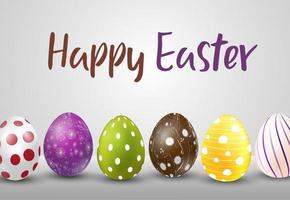 Happy Easter background with colorful eggs vector