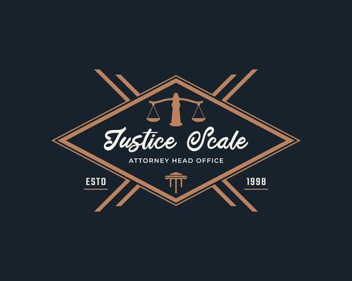 Rustic Vintage Retro Label Badge Emblem Justice Scale Stamp for Attorney Logo Design Inspiration