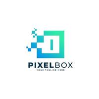 Initial Letter I Digital Pixel Logo Design. Geometric Shape with Square Pixel Dots. Usable for Business and Technology Logos vector