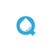 logotipo inicial de la letra q hydro con elemento de plantilla de diseño de icono de gota de agua de espacio negativo vector