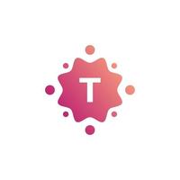 Smart and Creative Letter T Logo Design Template with  Dots or Points. Geometric Dot Circle Science Medicine Sign. Universal Energy Tech Planet Star Atom Vector Icon Element