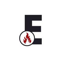 Initial Letter E with Flame Fire Logo Design Inspiration vector