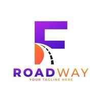 Initial F Road Way Logo Design Icon Vector Graphic. Concept of Destination, Address, Position and Travel