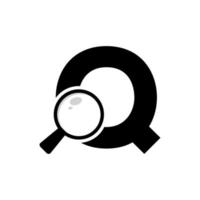 logotipo de búsqueda. diseño de logotipo de lupa de letra q vector