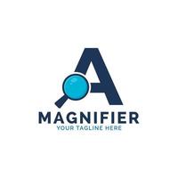 Search Logo. Letter A Magnifying Glass Logo Design vector